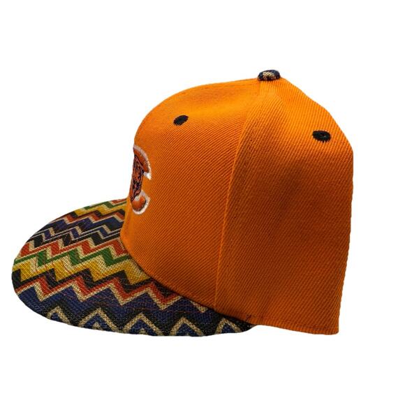 White Wolf Chicago Bears Adjustable Snapback Hat Orange Flat Bill Burlap - Picture 2 of 6